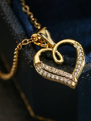 22924 Brass Cubic Zirconia Heart Minimalist Necklace