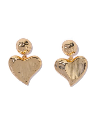 Brass Heart Minimalist Drop Earring