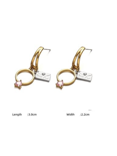 Pink  earrings Brass Cubic Zirconia Heart Trend Drop Earring