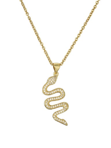 20296 Brass Rhinestone Snake Vintage Necklace