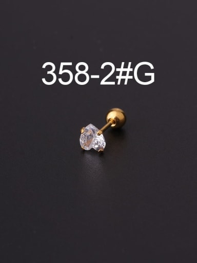 2  Gold Titanium Steel Cubic Zirconia Star Minimalist Stud Earring(Single Only One)