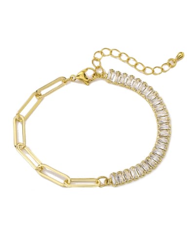 30810 Brass Cubic Zirconia Geometric Dainty Bracelet