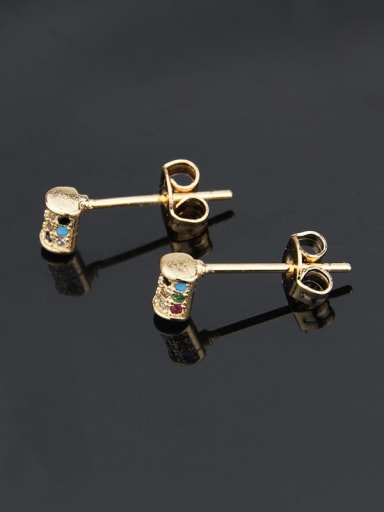 Brass Rhinestone Cross Dainty Stud Earring