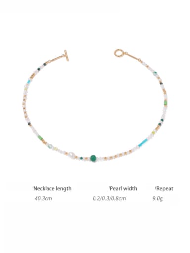 Brass freshwater Pearl Irregular Vintage Beaded Necklace