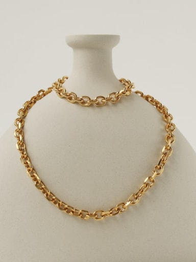 Brass Geometric Vintage Hip-hop style thick chain Necklace