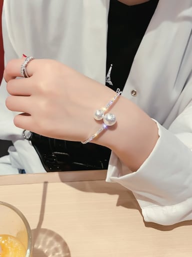Silverly  Bracelet Zinc Alloy Imitation Pearl White Geometric Trend Choker Necklace