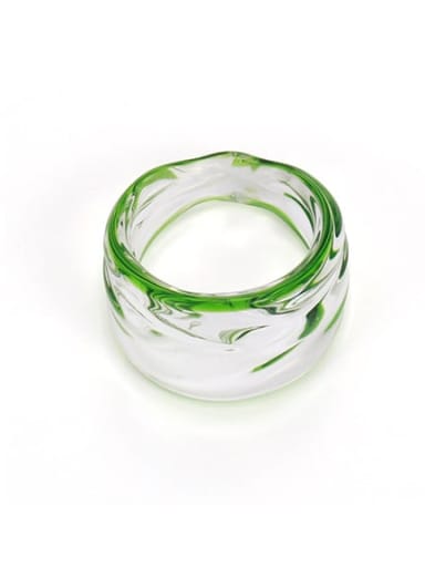 Green ring Hand Glass Geometric Minimalist Stackable Ring