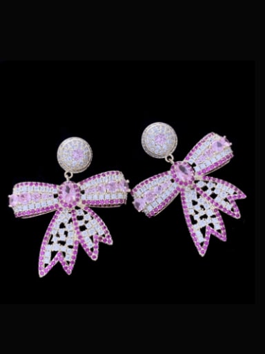 Brass Cubic Zirconia Butterfly Luxury Cluster Earring