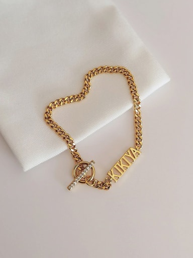 Brass Letter Minimalist Link Bracelet