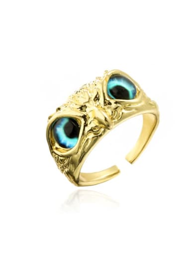 11165 Brass Cubic Zirconia Cute Owl Band Ring