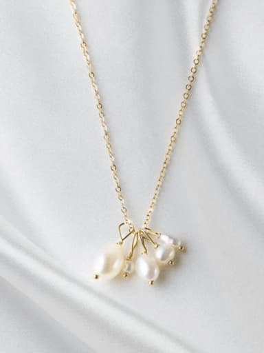 golden Stainless steel Imitation Pearl Water Drop Minimalist Necklace
