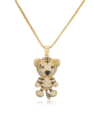 Brass Cubic Zirconia  Trend  Bear Pendant Necklace