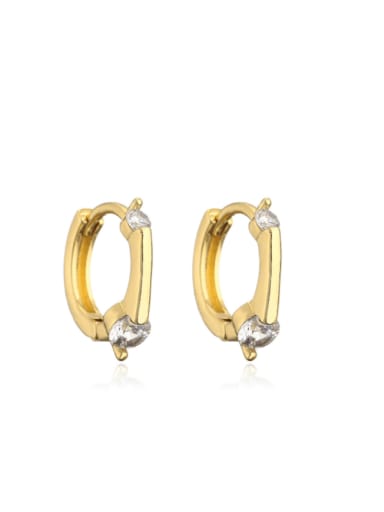 42136 Brass Cubic Zirconia Geometric Vintage Huggie Earring
