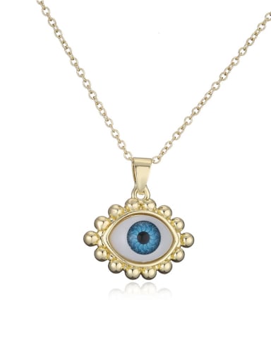 21302 Brass Rhinestone Enamel  Vintage Evil Eye Pendant Necklace
