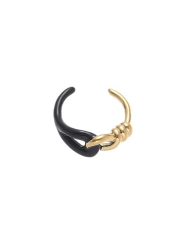 Black Dropping Oil Ring Brass Enamel Knot Minimalist Band Ring
