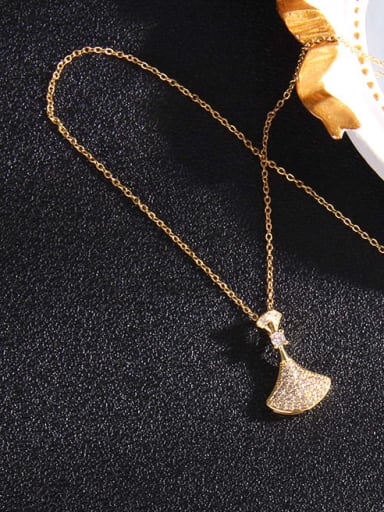 Brass Trend  Cubic Zirconia  FishTail Pendant Necklace