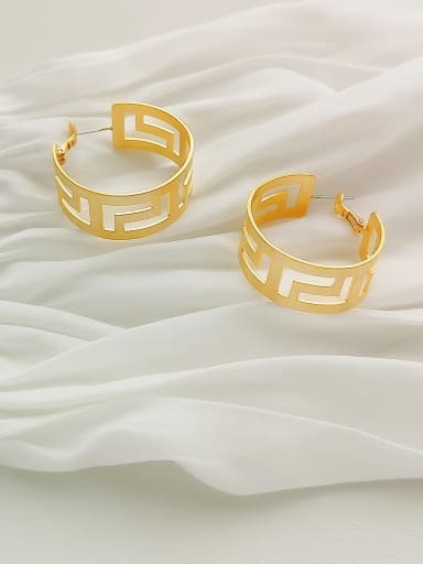 Copper Geometric Minimalist Hoop Trend Korean Fashion Earring