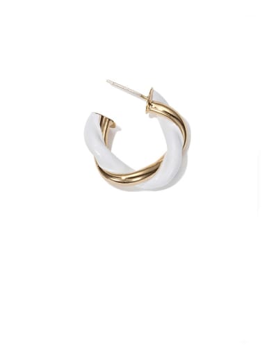 Single White +gold Brass Enamel Minimalist Single Earring