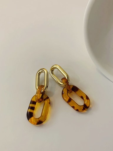 Small elliptic simple ring Alloy Resin Geometric Vintage Simple leopard print Drop Earring