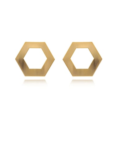 Copper Hollow Hexagon Minimalist Stud Trend Korean Fashion Earring