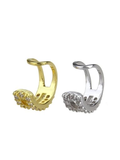 Brass Cubic Zirconia Round Dainty Clip Earring