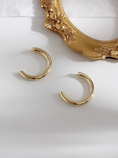 gold Copper Minimalist Geometric C shape Stud Trend Korean Fashion Earring