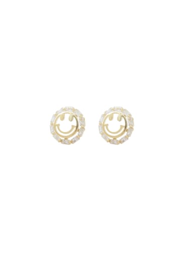 Brass Cubic Zirconia Smiley Dainty Stud Earring