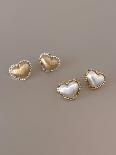 Brass Heart Vintage Stud Earring