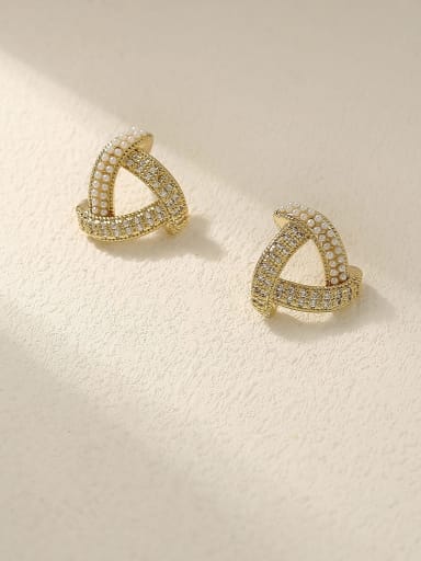 Brass Cubic Zirconia Triangle Minimalist Stud Trend Korean Fashion Earring