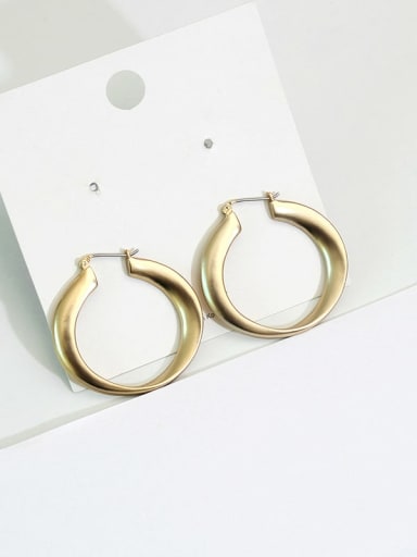 Copper Hollow Round Minimalist Hoop Trend Korean Fashion Earring