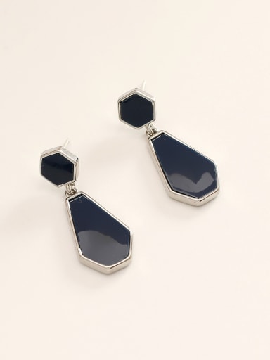 14K royal blue Brass Enamel Geometric Vintage Drop Trend Korean Fashion Earring