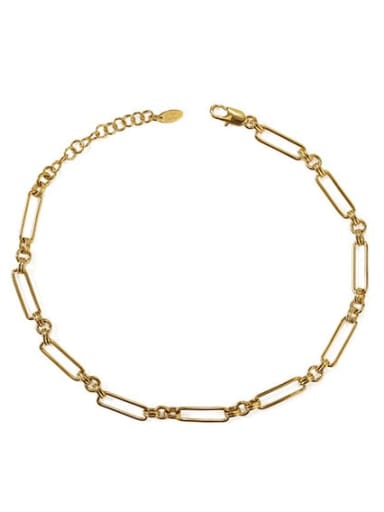 Golden 3-lap interval Brass Hollow Geometric  Chain Vintage Necklace