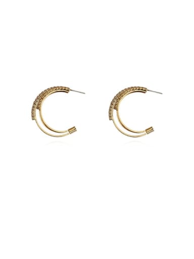 Copper copper zirconia C shaped Trend Korean Fashion Earrings