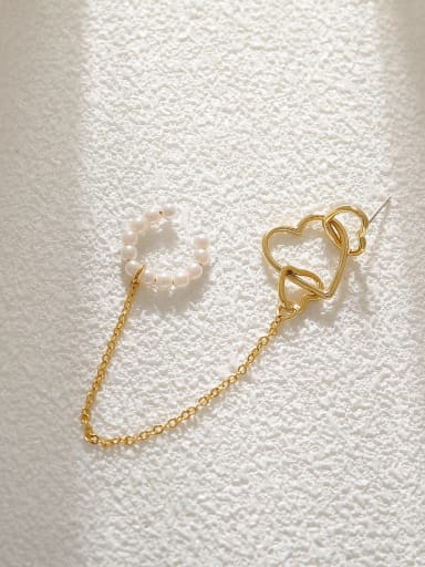 Brass Imitation Pearl Heart Minimalist Single Earring