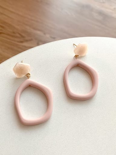Pink Alloy Resin Geometric Vintage Drop Earring