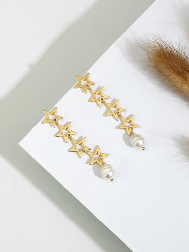 Dumb gold Copper Imitation Pearl Tassel  Minimalist long Drop Trend Korean Fashion Earring