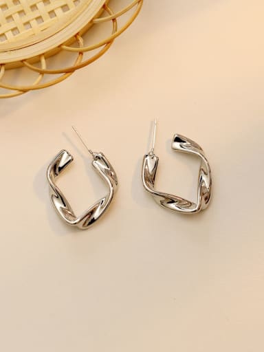 White K Copper Geometric Minimalist Stud Trend Korean Fashion Earring