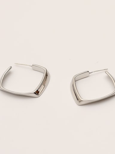 White K [left and right] Brass Geometric Minimalist Stud Trend Korean Fashion Earring