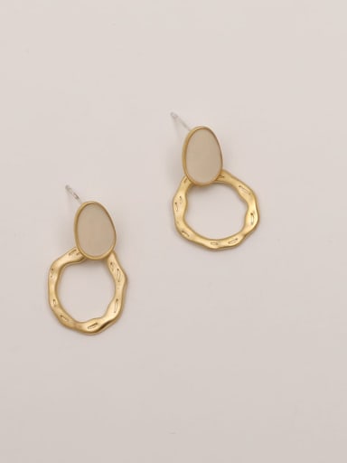 Dumb golden beige Brass Enamel Geometric Vintage Stud Trend Korean Fashion Earring