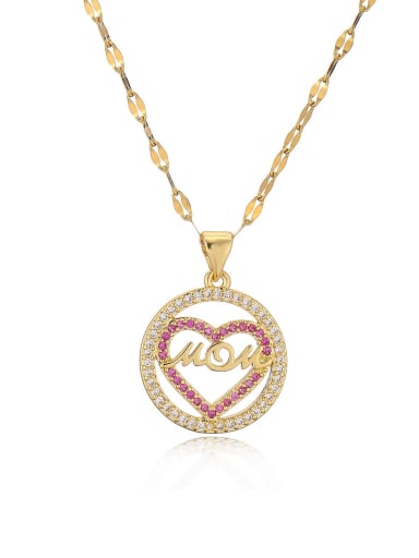 24269 Brass Cubic Zirconia Heart Minimalist Necklace