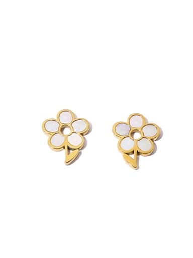 Paragraph 1 sales by pair Titanium Steel Shell Flower Vintage Single Earring