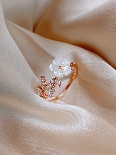 Alloy Shell White Flower Trend Band Ring/Free Size Ring