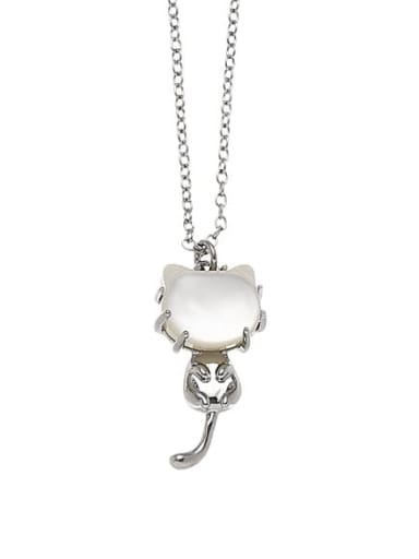 Platinum necklace Brass Shell Cat Minimalist Necklace