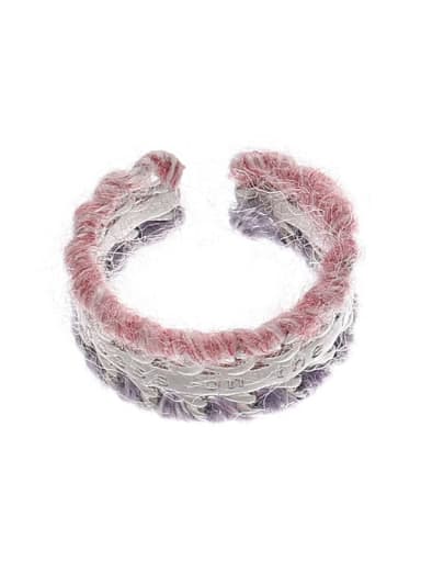 Pink purple yarn style Brass Cotton thread Geometric Hip Hop Band Ring