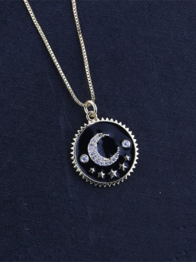 Brass Enamel Moon Minimalist Necklace