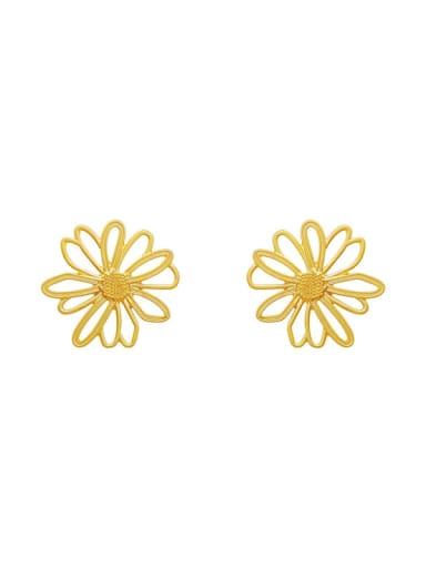 Brass Hollow Flower Minimalist Stud Earring