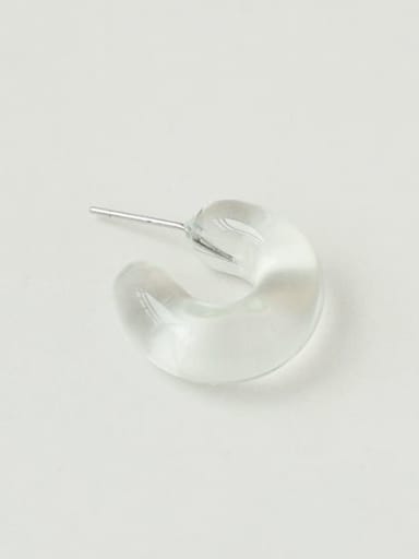 Hand Glass Clear C shape Minimalist Single Earring(Single-Only One)