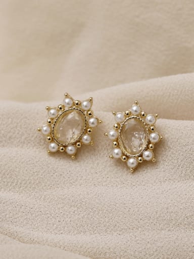 Copper Imitation Pearl Geometric Cute Stud Trend Korean Fashion Earring