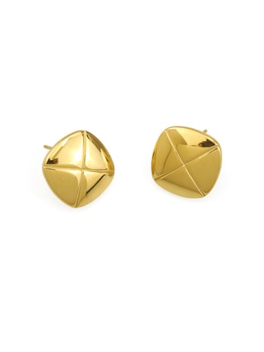 Brass Smooth Geometric Minimalist Stud Earring