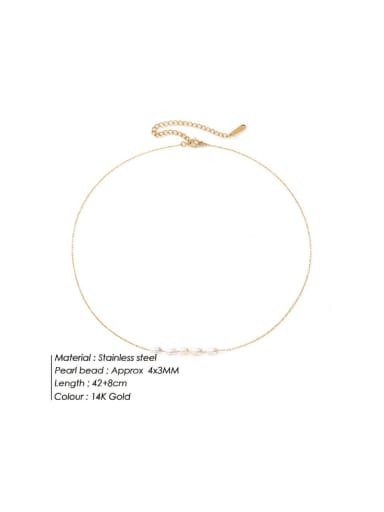golden Stainless steel Imitation Pearl Minimalist Necklace